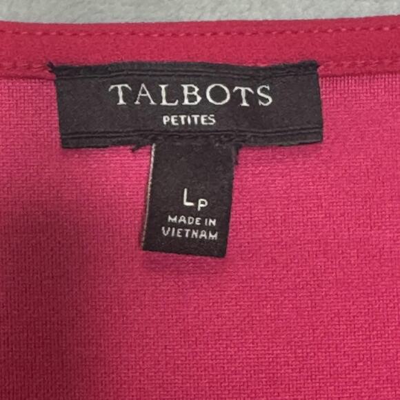 Talbots Top Womens Large Petite Pink 3/4 Sleeve Split Neck Stretch Pullover - Picture 4 of 10